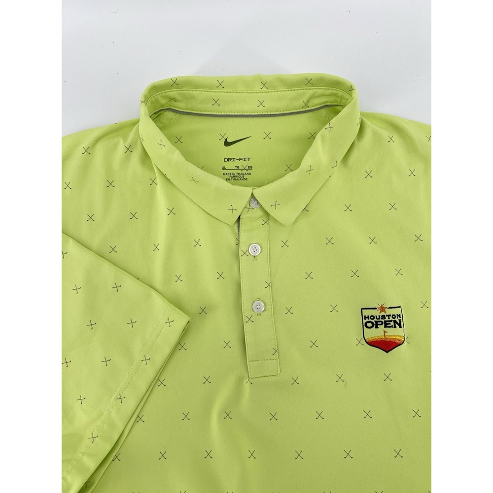 Houston Open Golf Polo Size XL Neon Nike Dri-Fit All Over Print Shirt